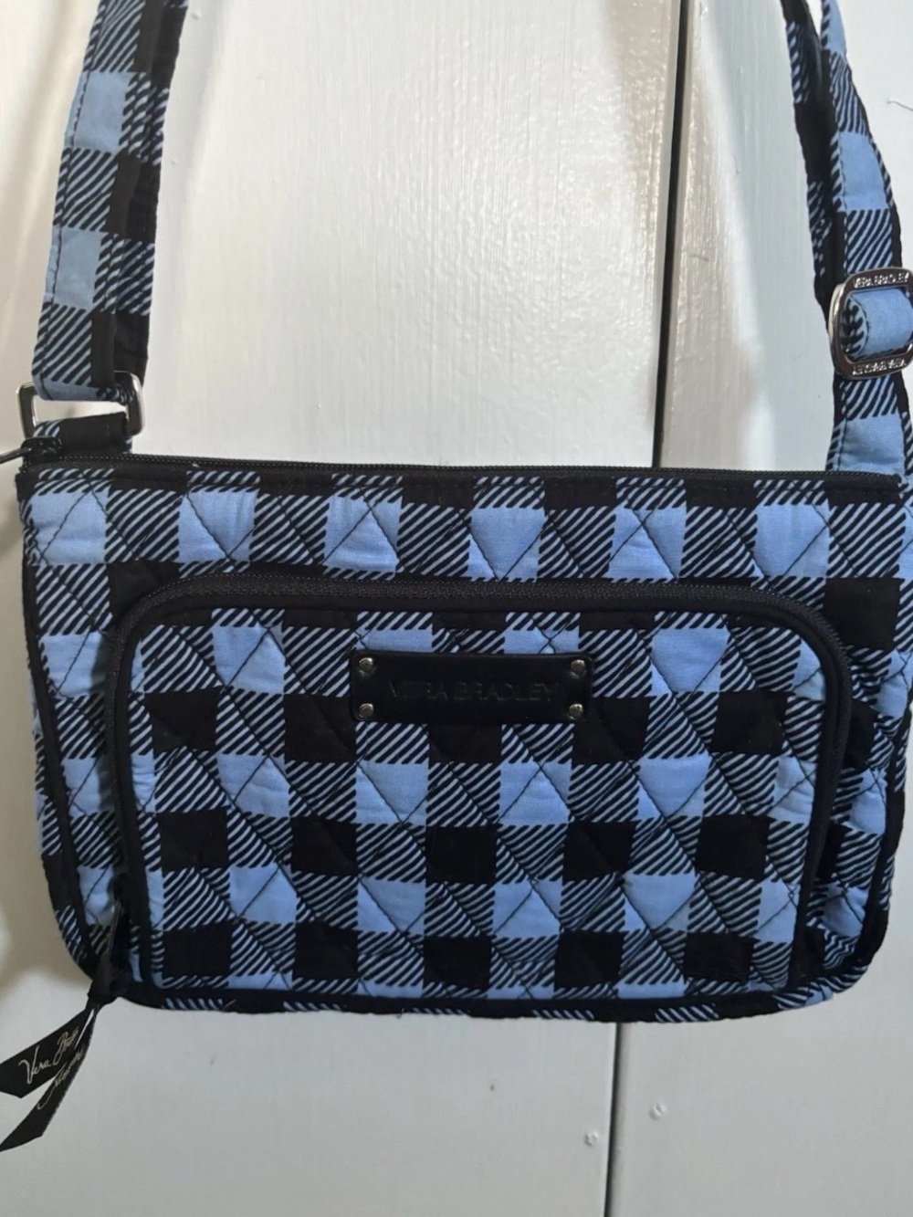 Vera Bradley Little Hipster Alpine Check Front Wallet Pocket Blue
& Black Check